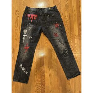 Makobi Men's Black Jeans 38 x 32 96281 Trap or Die